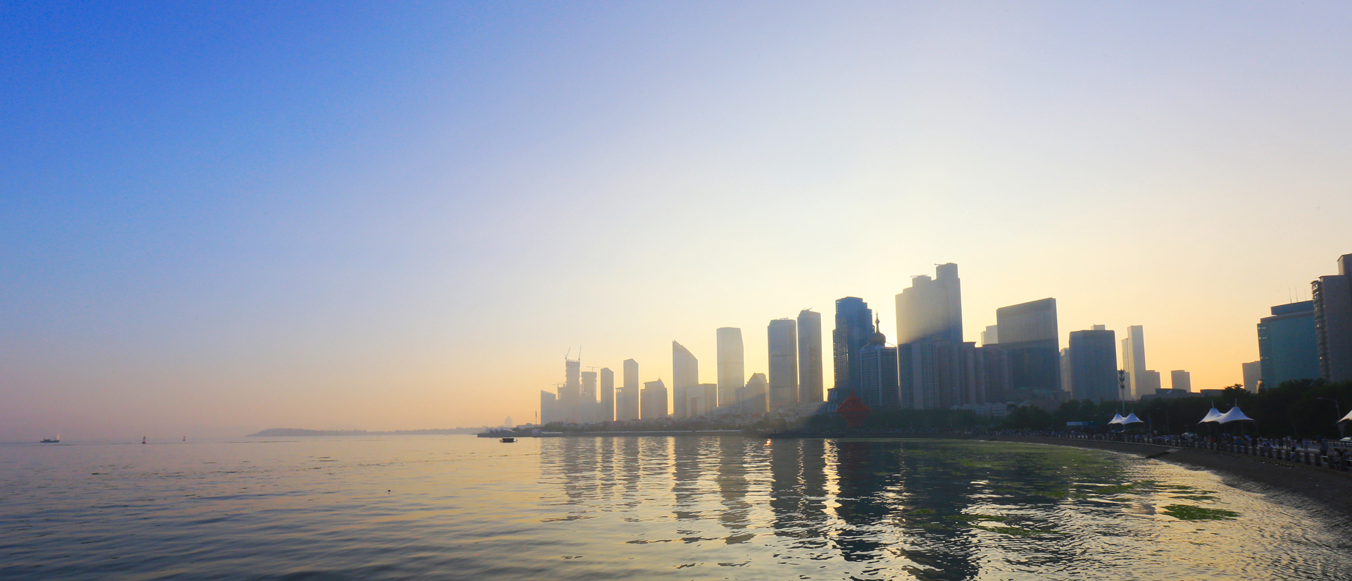 skyline at sunset